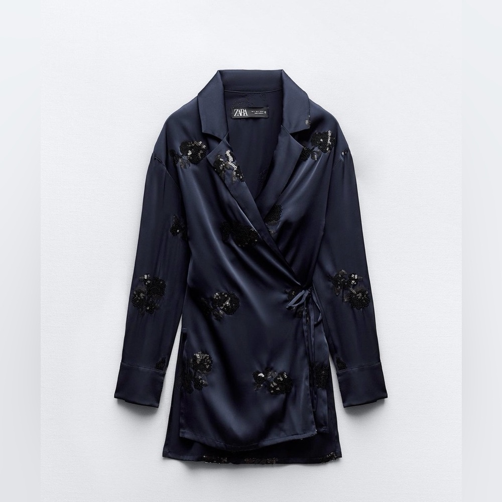 Zara Sequin Satin Kimono Jacket